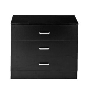 black 3 drawer dresser with simple wood design