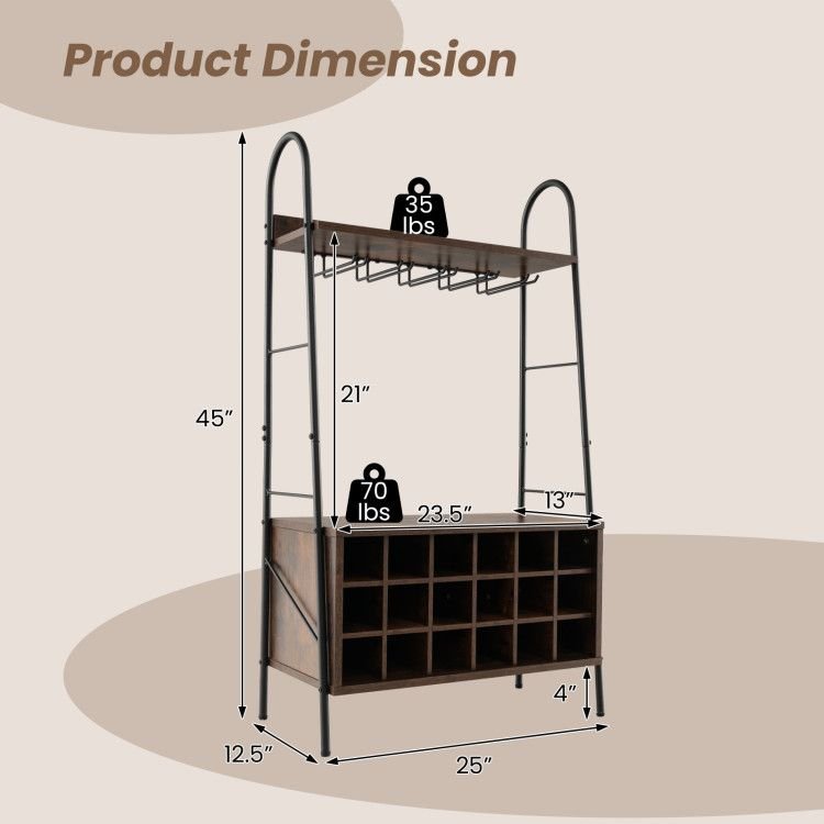baker's rack with detachable wine rack and 5 rows of stemware holder wine rack and stemware storage solution
