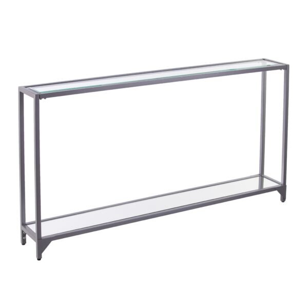 hms 56" clear and silver glass mirrored floor console table with storage elegant and practical console tables