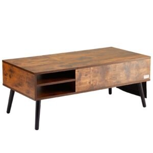 39.4 in rectangle lift top coffee table for living room brown color
