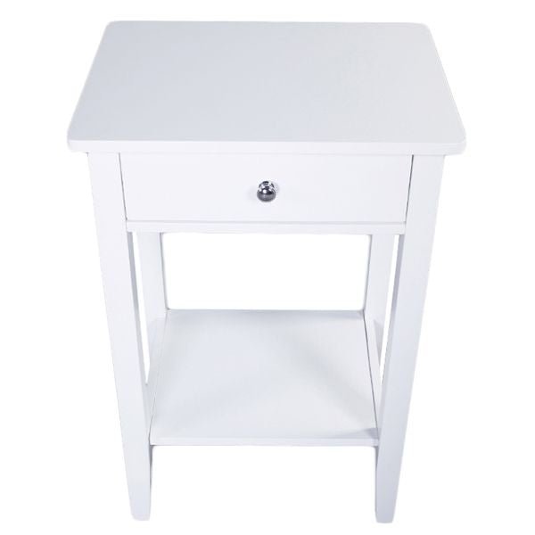 white two layer bedside table and coffee table with drawer nightstands