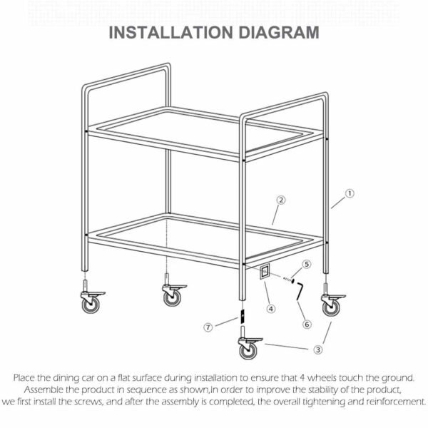 2x 2 tier 86x54x94cm stainless steel large round food cart trolley kitchen islands & carts utility