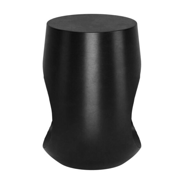 18" black solid wood round mod geo end table living room furniture by hms