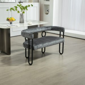 modern loveseat 2 seater sofa chenille fabric couch with arms and metal legs