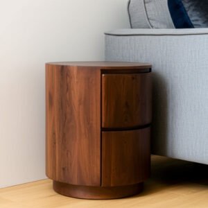 24" chestnut solid wood drum end table with two drawers hms living room furniture