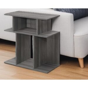 hms 24" dark gray wood end table with six open shelves elegant bookcase design