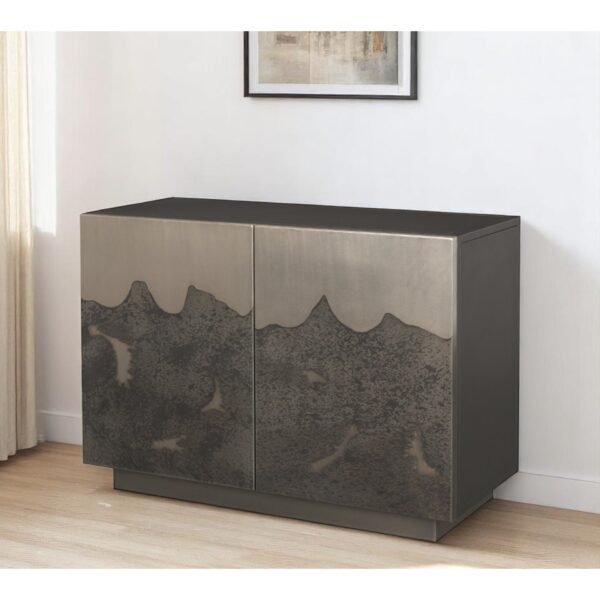 hms 30" gray distressed metal textured door accent cabinet double door kitchen cabinets