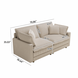 modern l shaped fcj sofa deep seat modular sectional for living room bedroom apartment 4 pillow extendable feature
