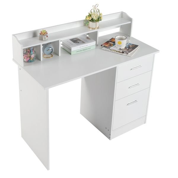fch 110*50*95cm white wood grain particleboard computer desk with three drawers triamine desktop storage layer three drawers