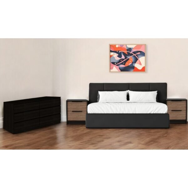 hms modern luxury three piece brown and black king size bedroom set european style solid wood furniture for home use