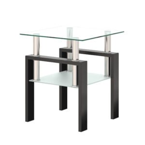 1 piece modern tempered glass tea table coffee, square table for living room, black