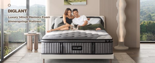 free shipping diglant 14 inch king supportive pressure relief soft plush hybrid memory foam with pocket springs mattress