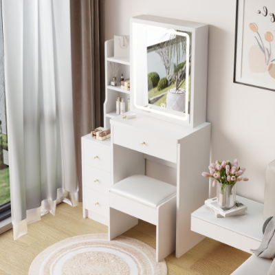 29.2 small space left bedside cabinet high capacity led mirror vanity table cushioned stool large sliding touch makeup vanities