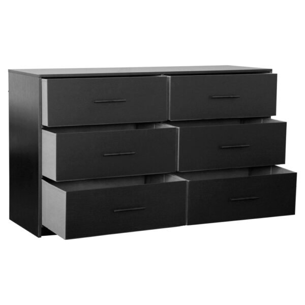 6 drawer dresser with large fabric drawers, black