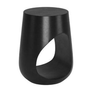 18" black solid wood round mod geo end table living room furniture by hms