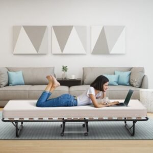 extra guest folding bed with comfortable memory foam mattress