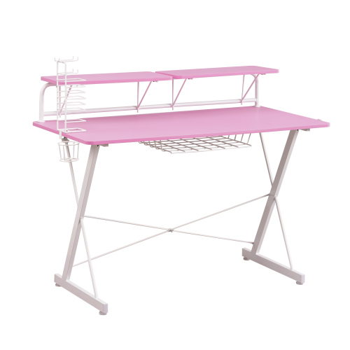 techni sport ts 200 carbon modern design computer gaming desk with shelving for home office bedroom or living room fcj