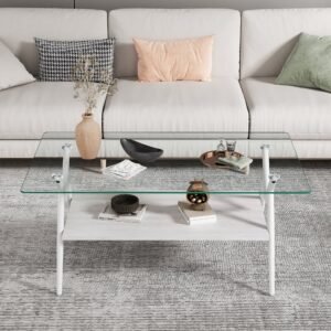 39.4" 39" new design v shape coffee table with drawer and 2 shelves , metal leg ready to ship white living room table
