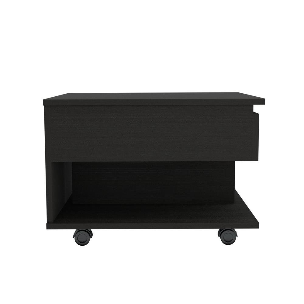 22" black manufactured wood rectangular lift top coffee table with drawer hms design