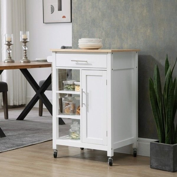 compact white as kitchen island cart on wheels rolling utility trolley for kitchen easy to move storage solution