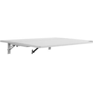 31.5" x 19.69" wall mounted folding table iron bracket floating desk for home office dining laundry room kitchen bar in white