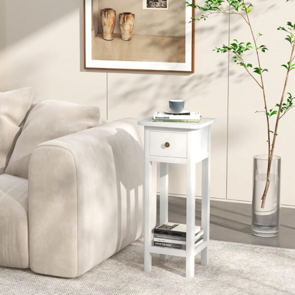 2 tier slim nightstand bedside table with drawer shelf elegant nightstands with practical storage solution
