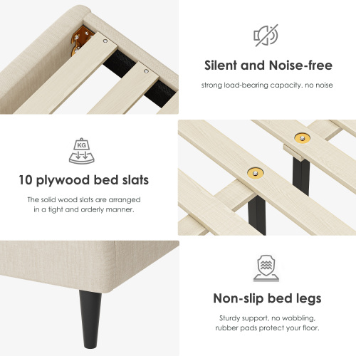 queen bed frame with linen storage headboard strong and stable no noise no box spring easy assembly fcj mattresses