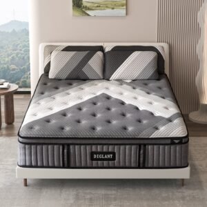 free shipping diglant 14 inch king supportive pressure relief soft plush hybrid memory foam with pocket springs mattress