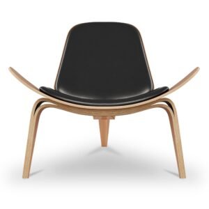 hms 36" contemporary black brown genuine leather lounge chair modern reclining foldable storage home bedroom furniture metal
