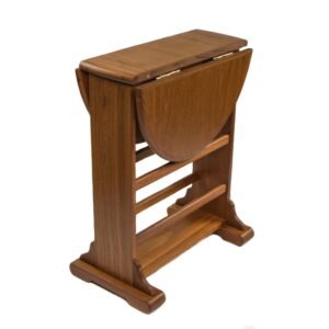 21" hms brown solid wood oval drop leaf end table for living room furniture