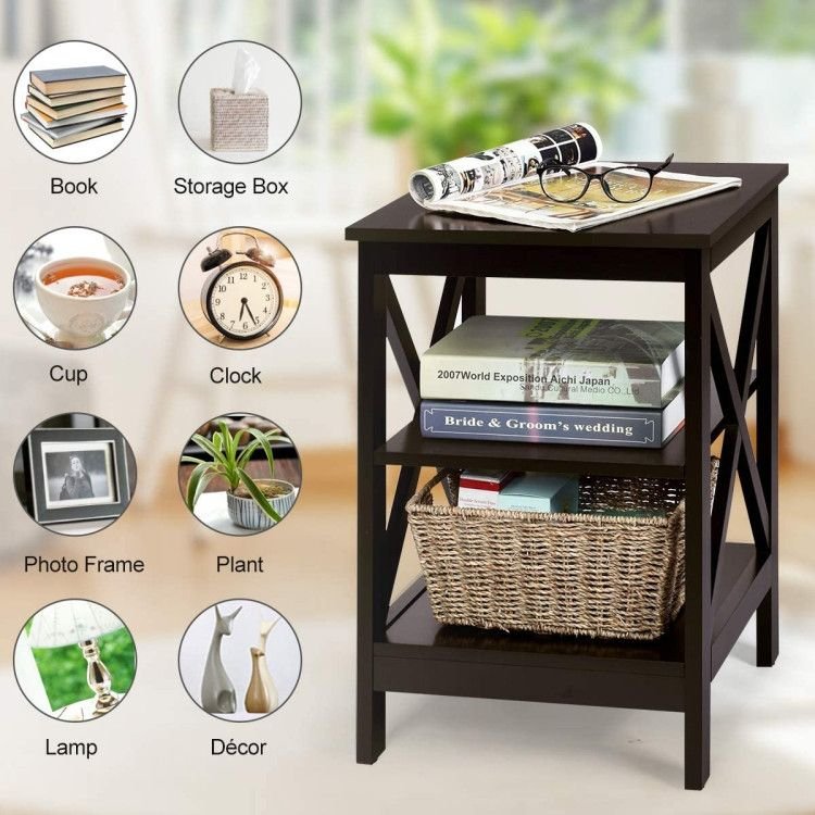x design 3 tier nightstands with storage shelves for living room and bedroom