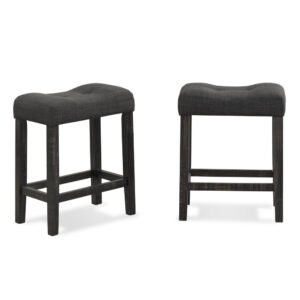 sora button tufted counter height saddle stool, set of 2, gray