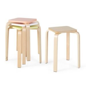 set of 4 stackable stools with square top and rounded corners for ottomans & stools collection