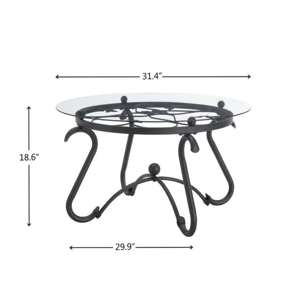 2 piece tempered glass surface coffee table set, decor coffee table round end side table with sturdy construction