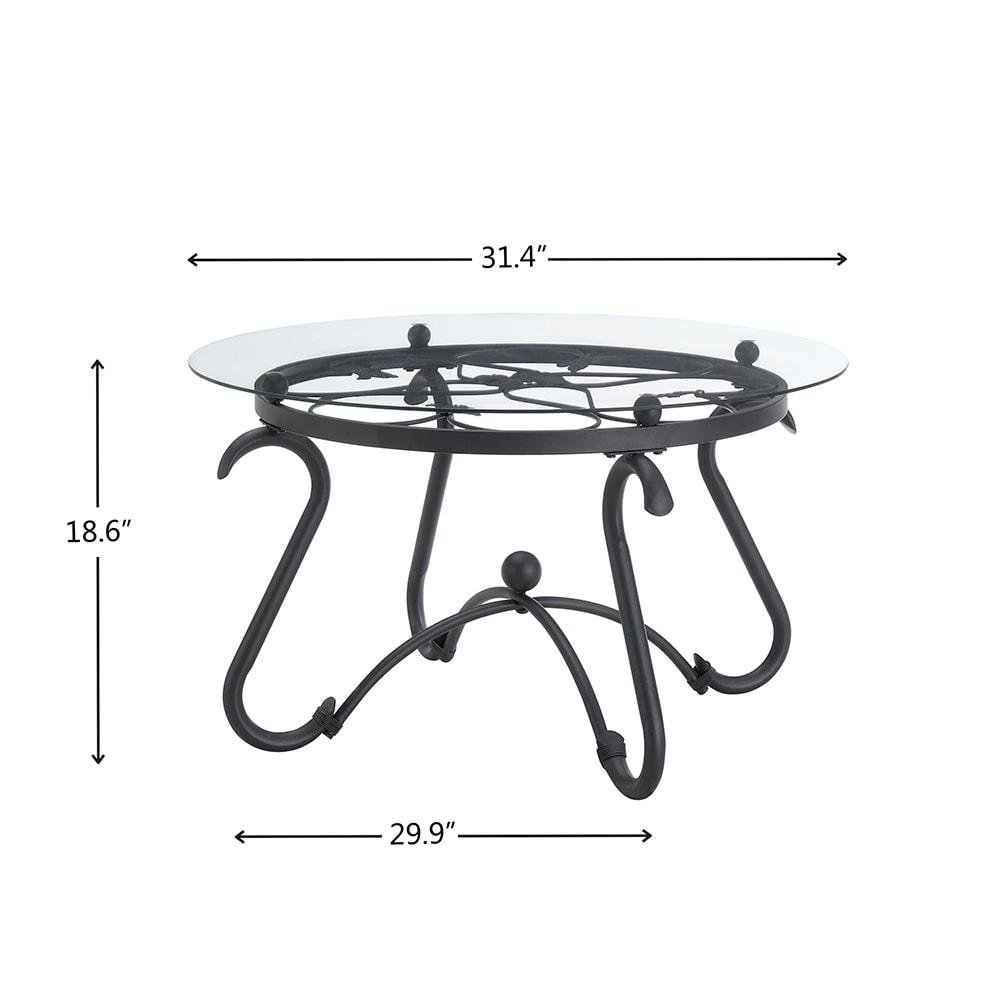 2 piece tempered glass surface coffee table set, decor coffee table round end side table with sturdy construction