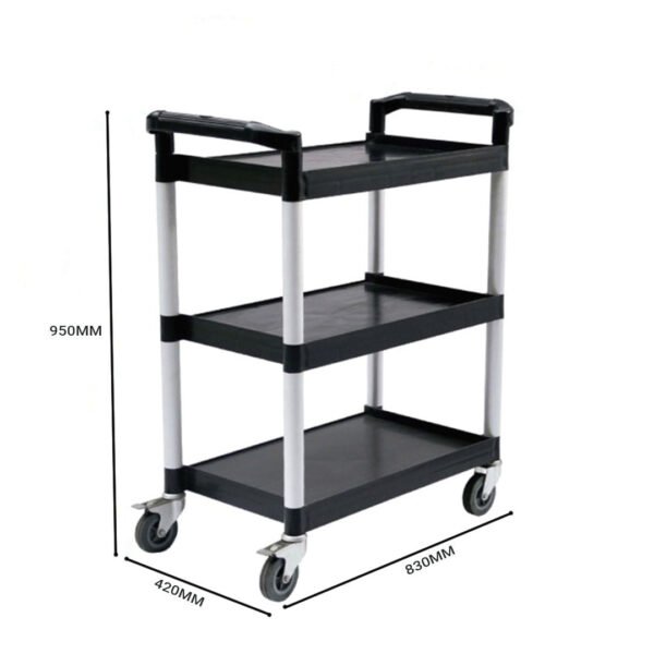 3 tier black kitchen cart portable 830x420x950mm multifunctional food trolley with wheels big utility service