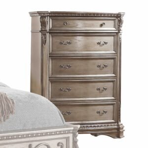 antique champagne wood poly resin chest 20" x 42" x 56" bedroom furniture