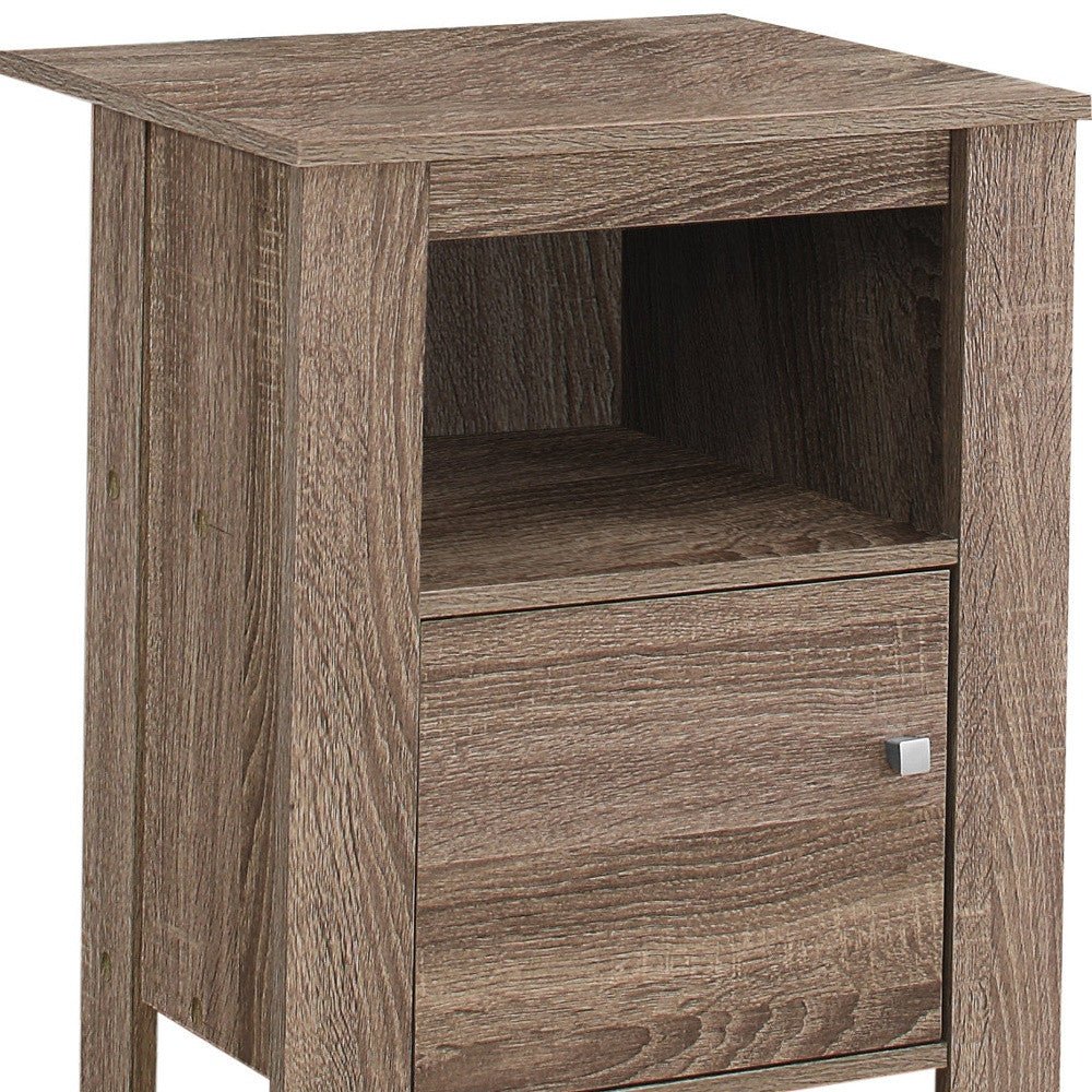 24" deep taupe wood end table with shelf hms living room set