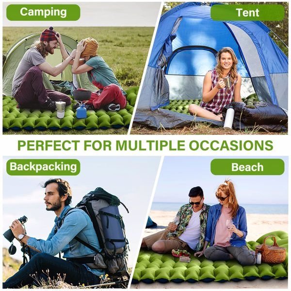 4 inch camping air mattress for backpacking hiking travel double integrated foot pump for tent use (amazon shipping excluded
