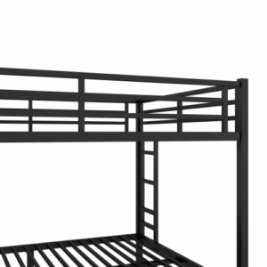 single size metal queen over queen bunk bed for teens and adults space saving & noise reduced no box spring needed black fcj