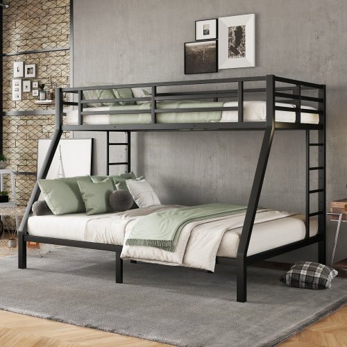 fcj metal twin xl over queen bunk bed for teens and adults space saving noise reduced no box spring needed iron frame