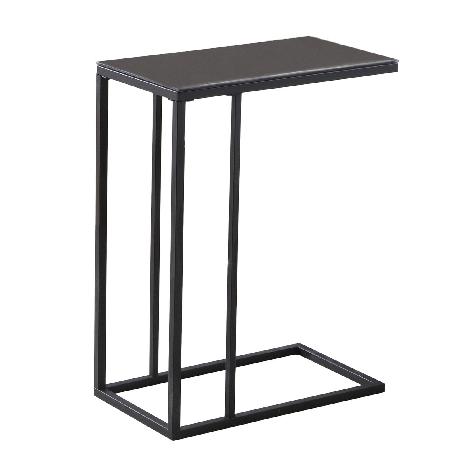 homeroots 18.25" x 10.25" x 24" black metal tempered glass accent table