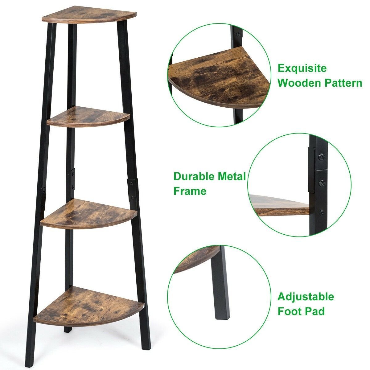 4 tier metal storage rack corner shelf bookcase and plant display stand
