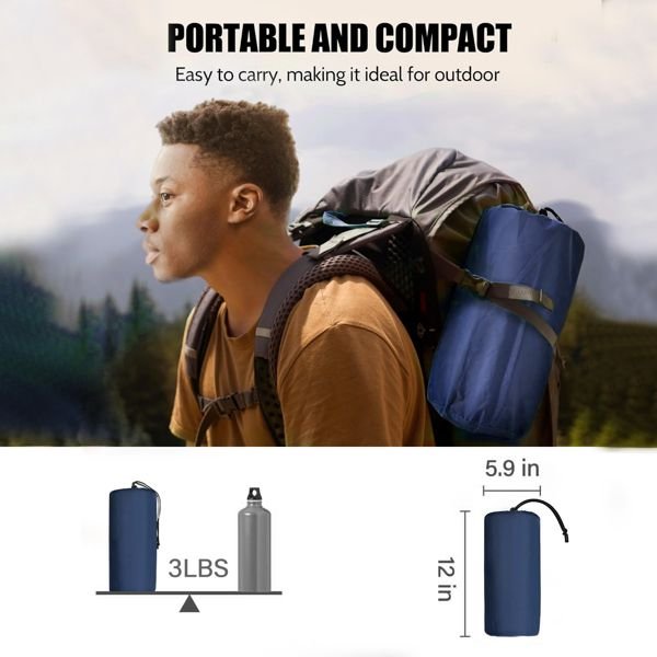 4 inch camping air mattress for backpacking hiking travel double integrated foot pump for tent use (amazon shipping excluded