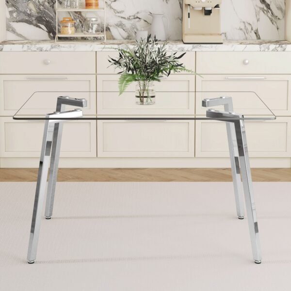 luxurious 31.5 inch rectangular dining table transparent glass silver seven character legs for kitchen dining room various