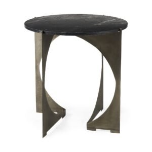20" black marble round end table hms living room furniture