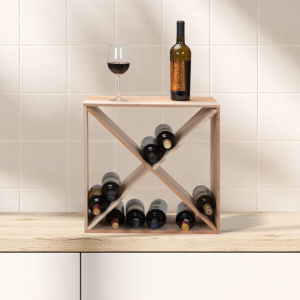 24 bottle wine rack set of 2, stackable wooden wine storage holder for kitchen,countertop, or cellar sturdy & space saving
