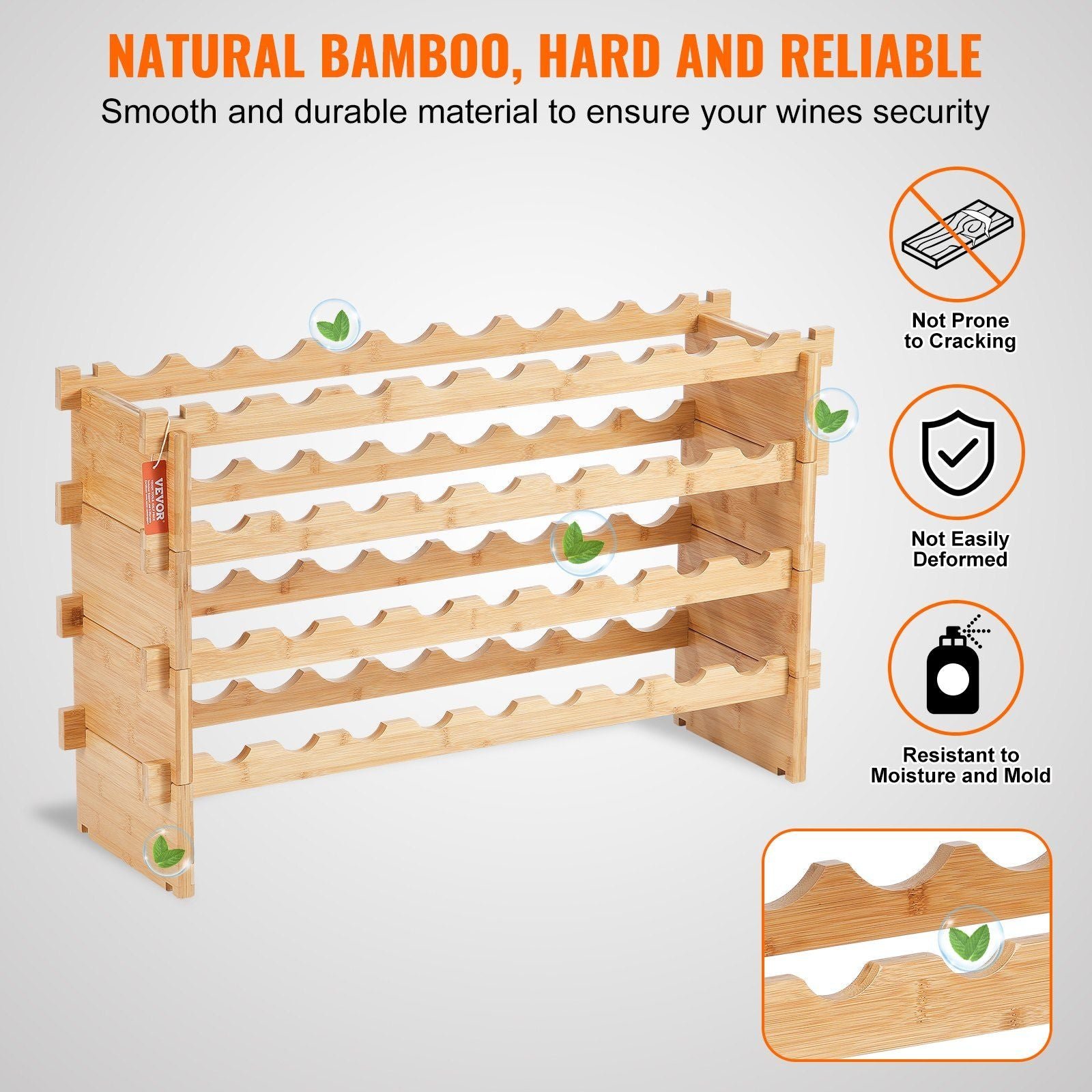 4 tier 36 bottle stackable modular bamboo wood wine rack display shelf