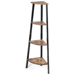 4 tier metal storage rack corner shelf bookcase and plant display stand