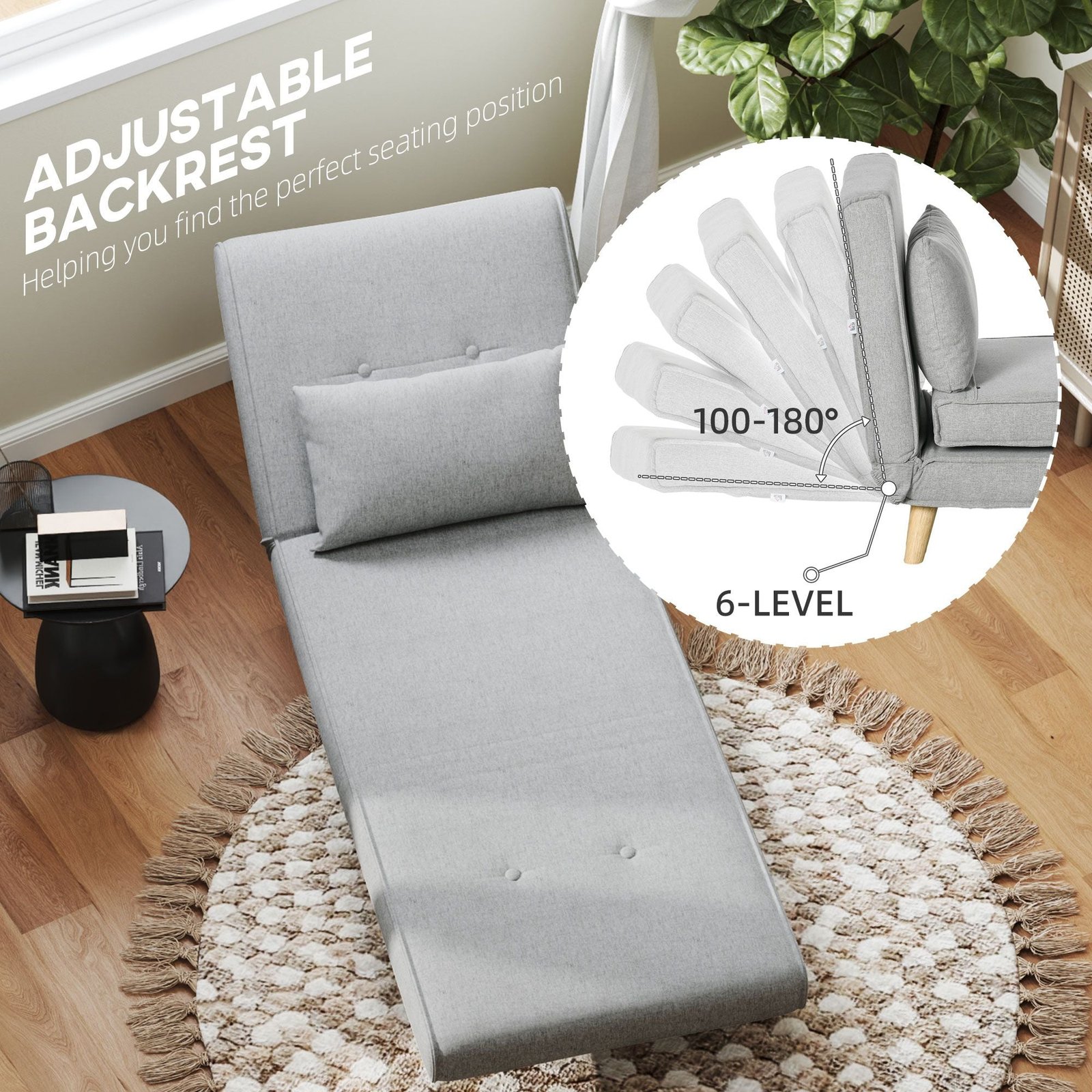 2 in 1 adjustable backrest chair bed multi functional gray sofa bed